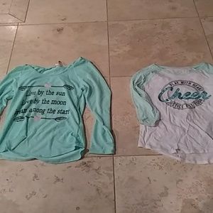 2 teal shirts